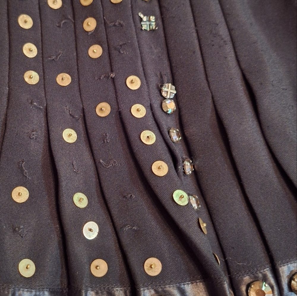Authentic Balenciaga Paris 100% Silk GRUNGE Sequined Black Skirt 36 Skater READ - Picture 6 of 9